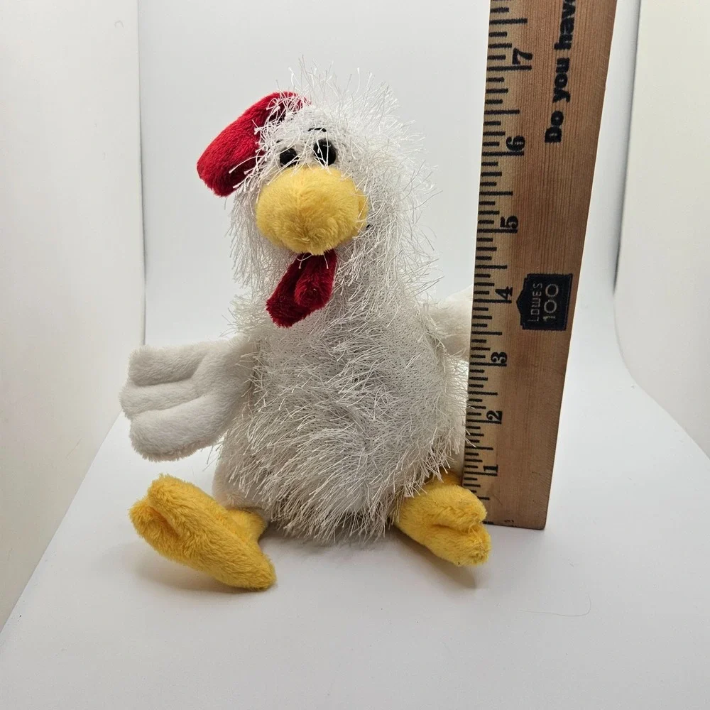 Farmhouse Chicken Plush Shaggy Hen White‎ Yellow Red Country Decor